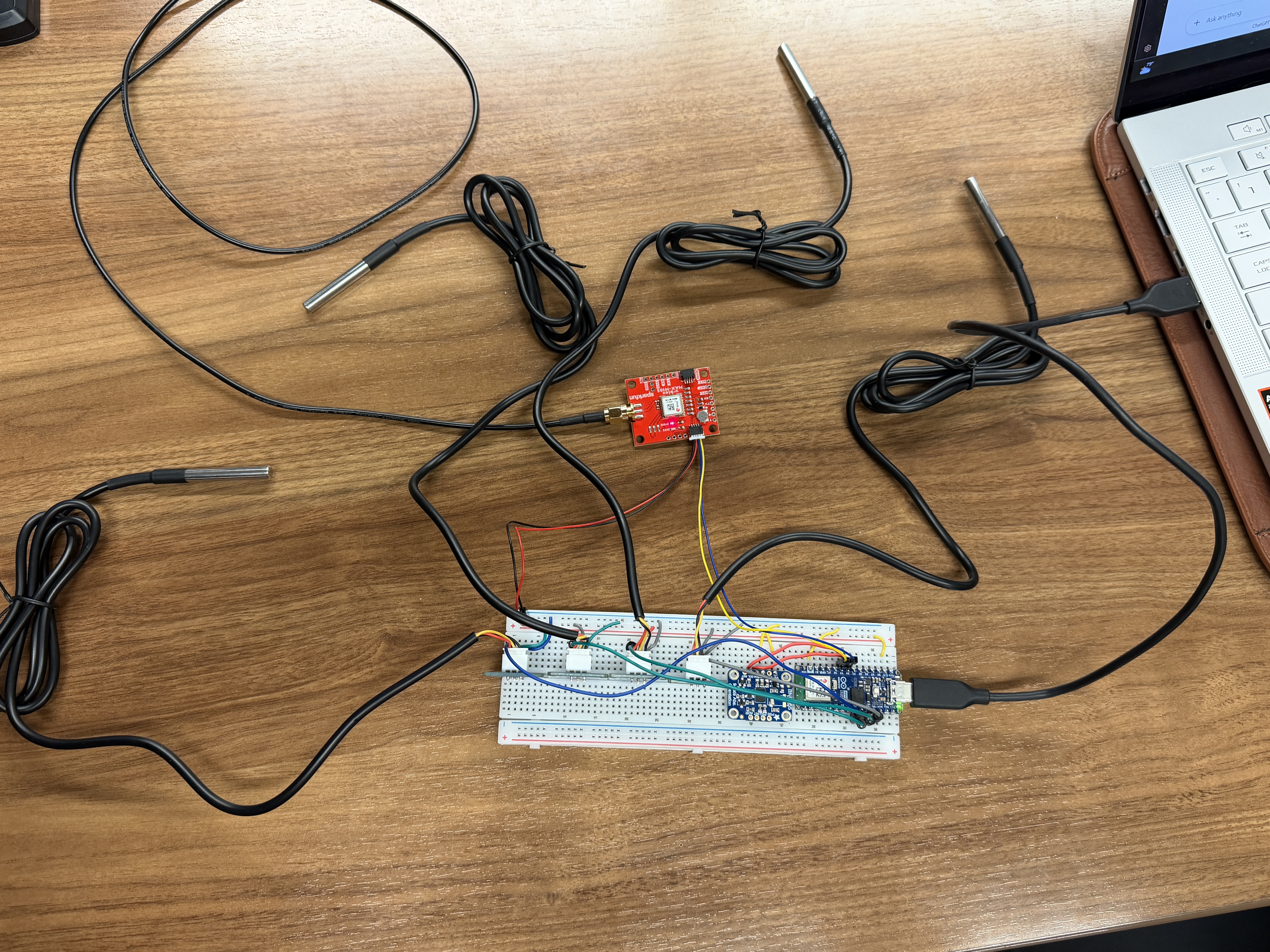 Telemetry hardware mounted on kart