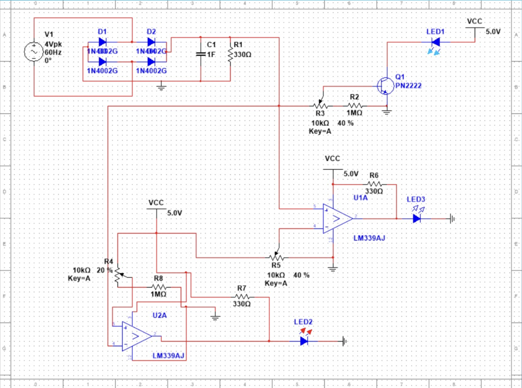 Breadboarded rectifier and filtering stage